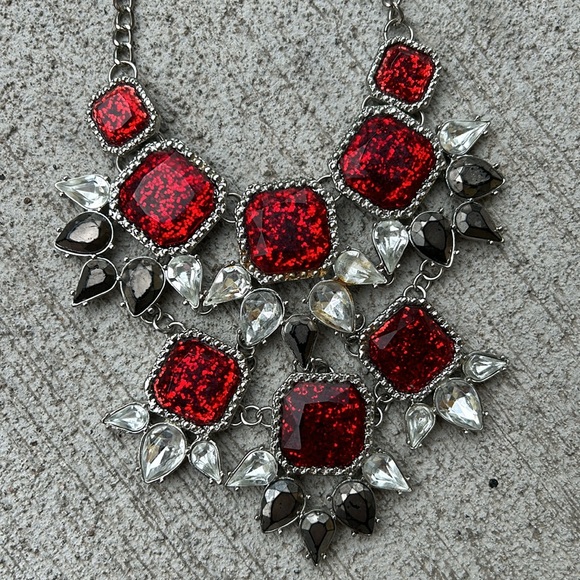 Vintage Glass Rhinestone & Metal Necklace - Picture 1 of 5